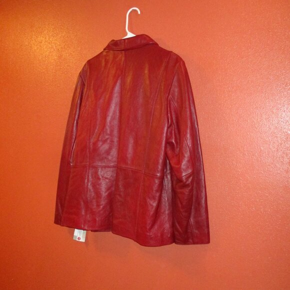 Wilson NEW Woman 1X Large Red Full Zip Pockets Luxury Italian Leather Jacket - Picture 7 of 12